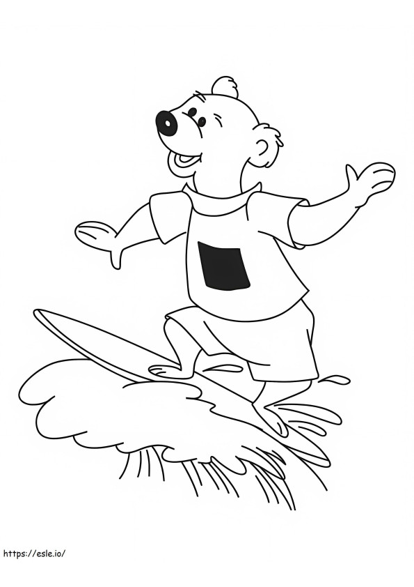 A Bear Surfing coloring page