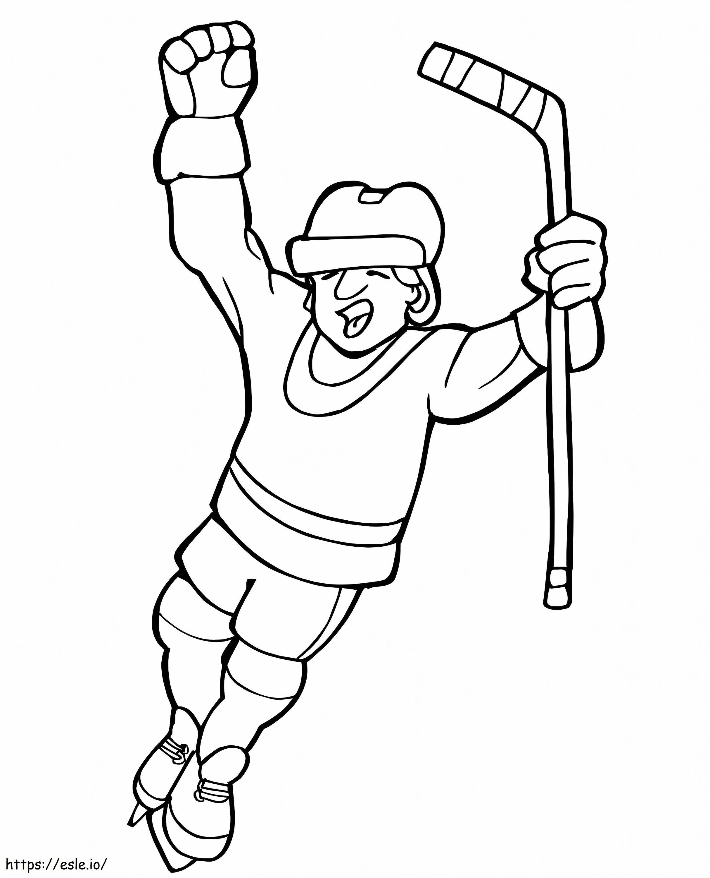 Coloriage Joyeux joueur de hockey à imprimer dessin