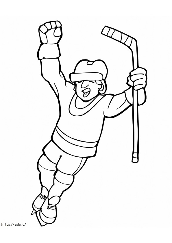 Happy Hockey Player coloring page