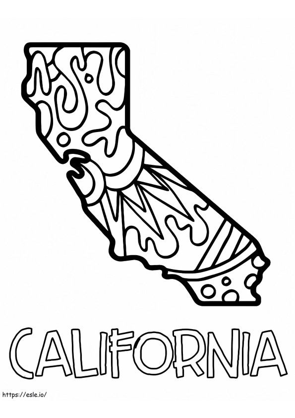 Wydrukuj mapę Kalifornii kolorowanka