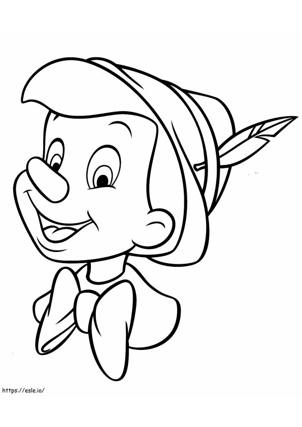 Pinocchion iloiset kasvot värityskuva
