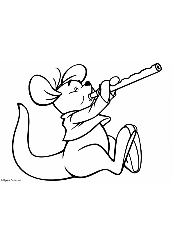 Rato tocando flauta para colorir