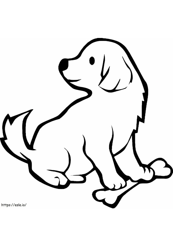 Puppy With Bone coloring page