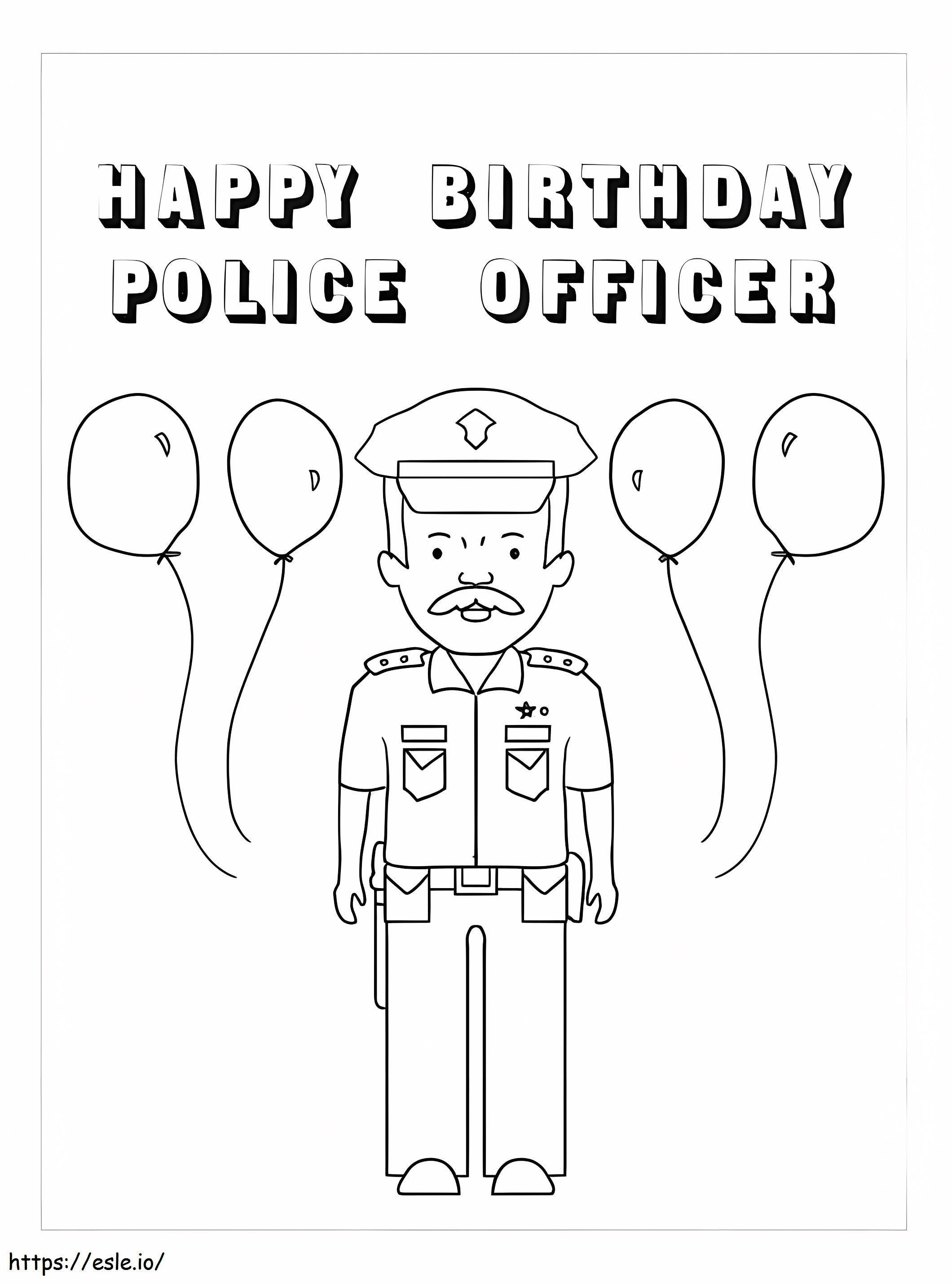 Polícia em feliz aniversário policial para colorir