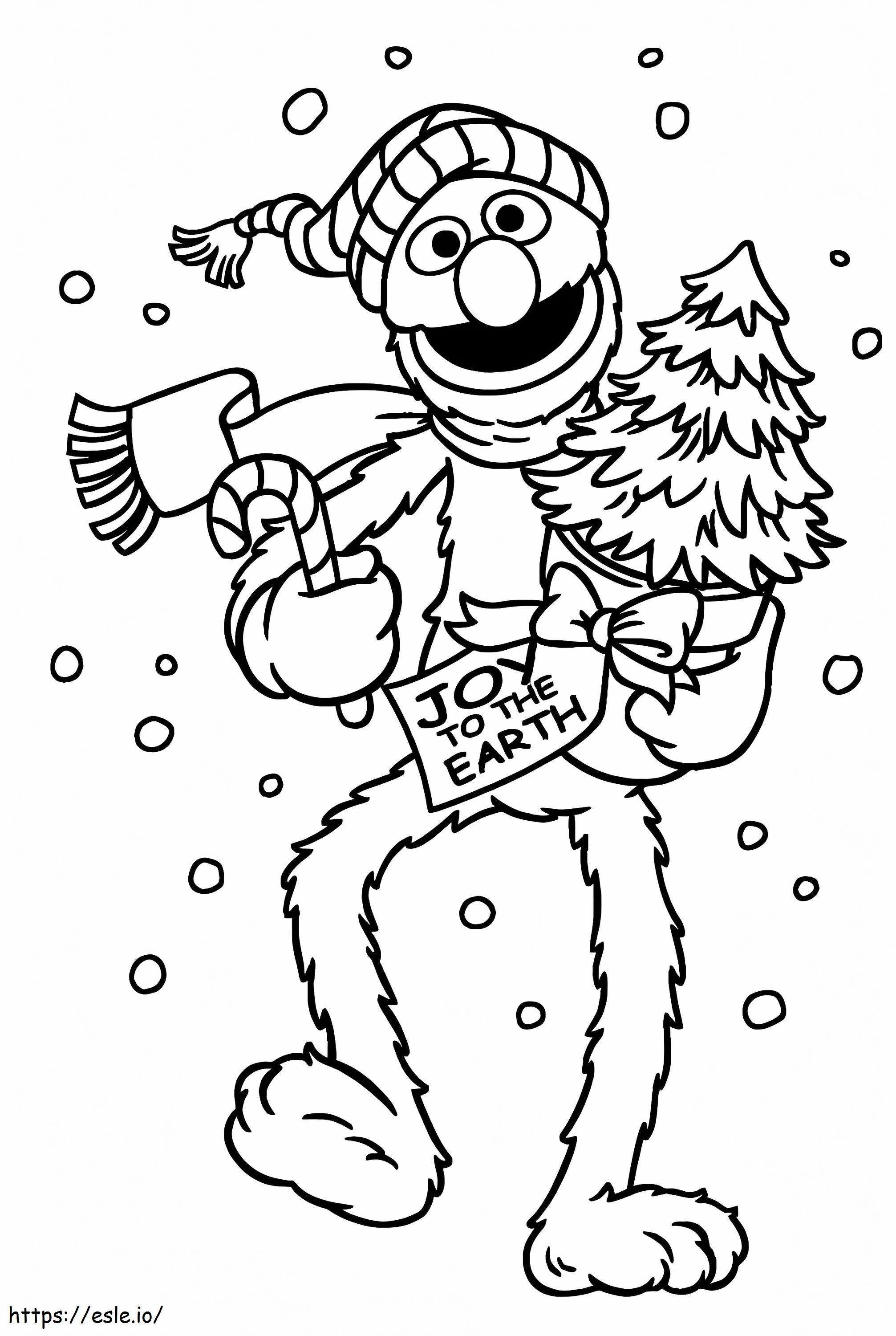 Coloriage Grover à Noël à imprimer dessin