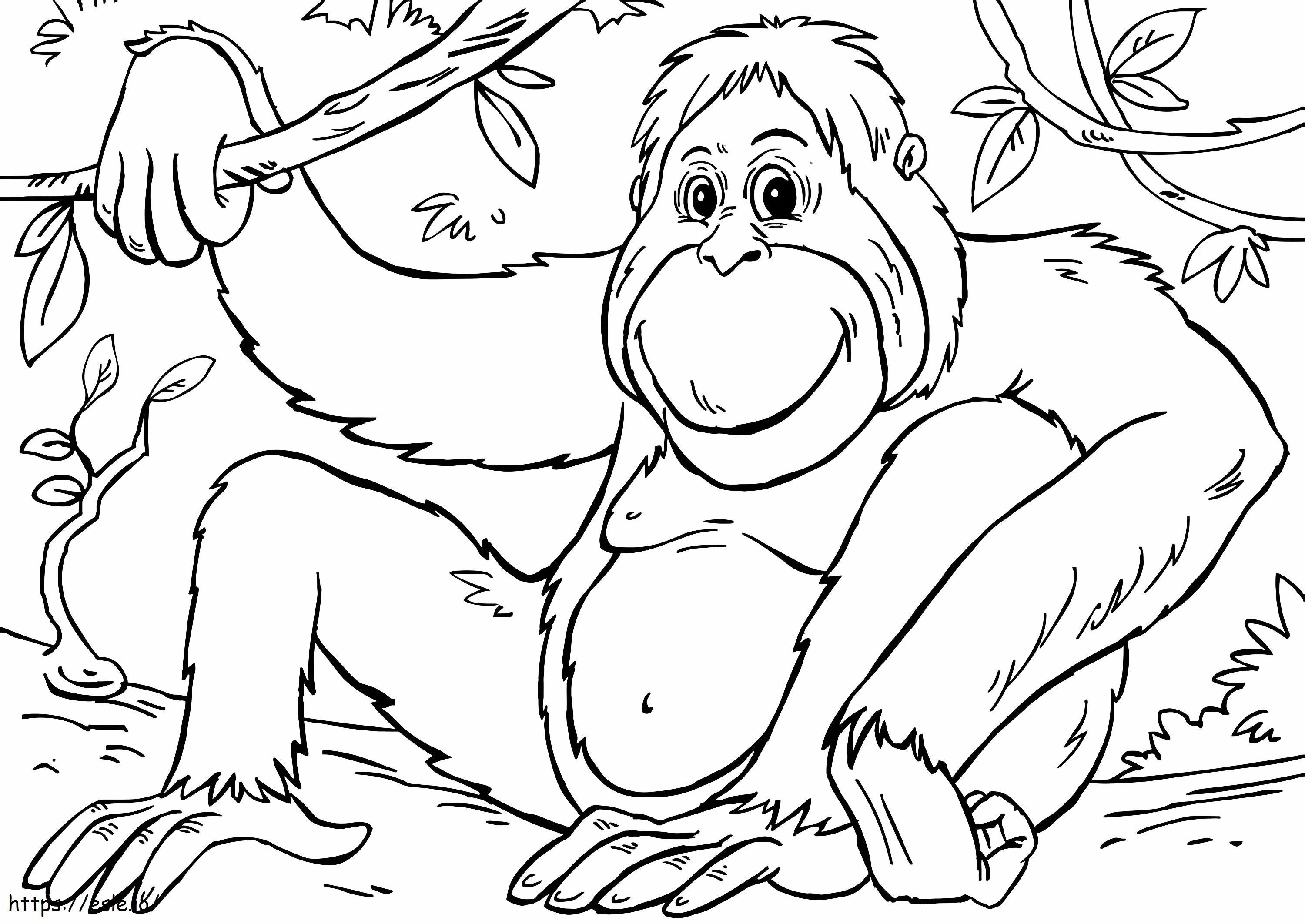 Hymyilevä orangutan värityskuva