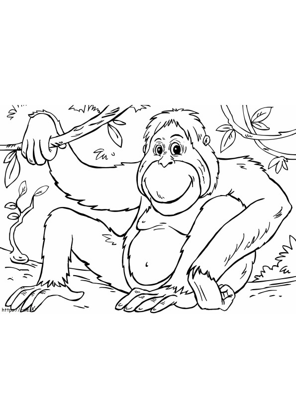 Hymyilevä orangutan värityskuva