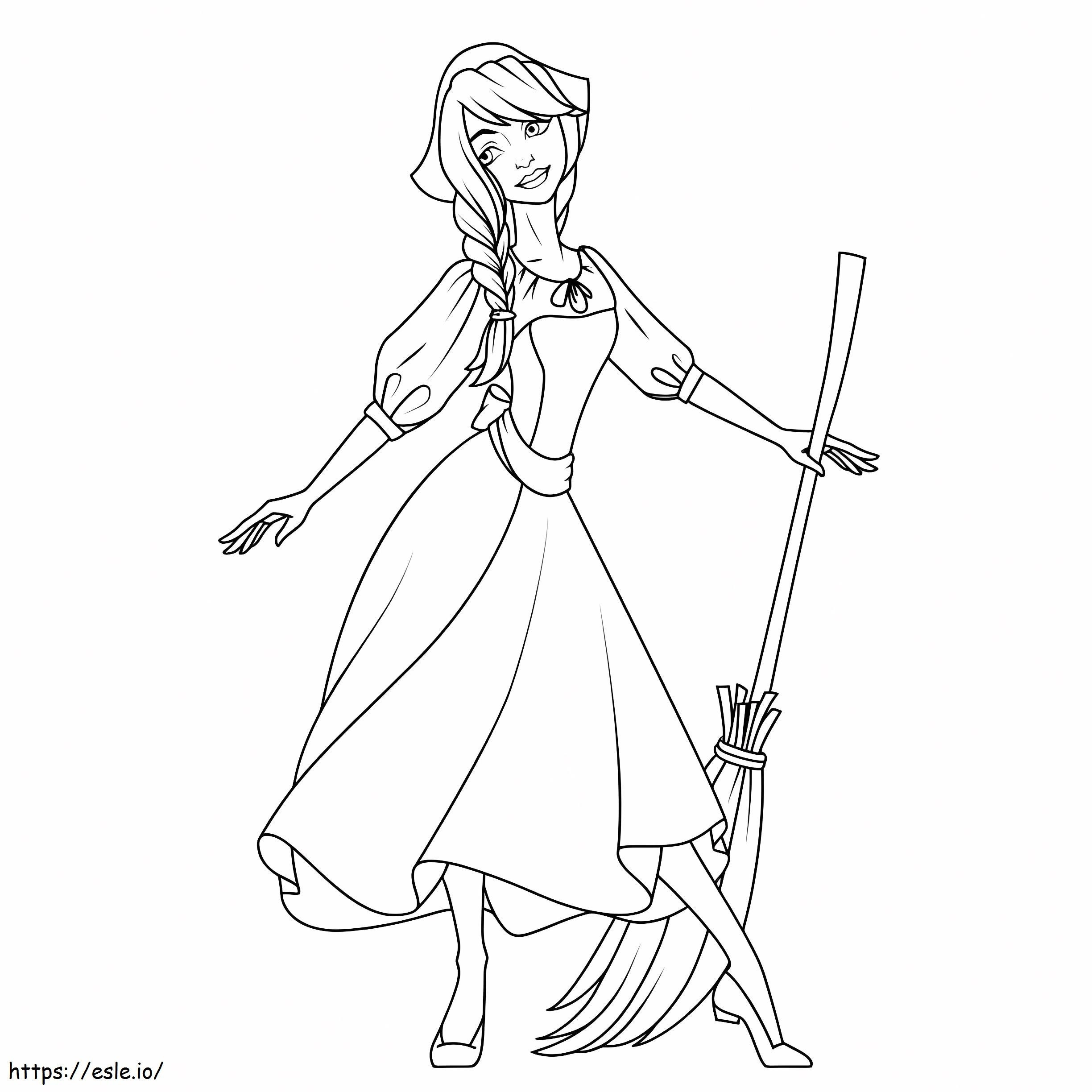 Cinderella With A Broom coloring page