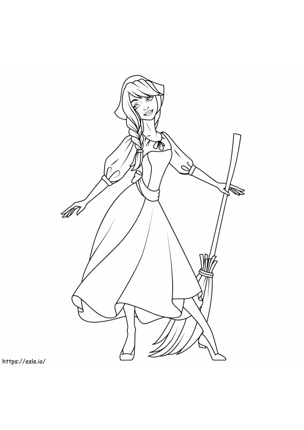 Cinderella With A Broom coloring page