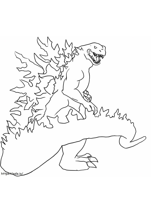 Godzilla liikuttaa häntäänsä värityskuva