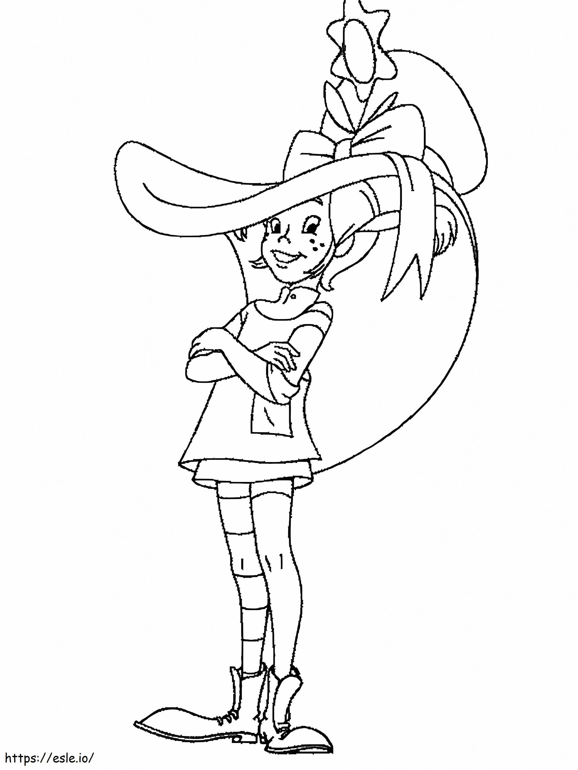 Pippi Longstocking With Hat coloring page