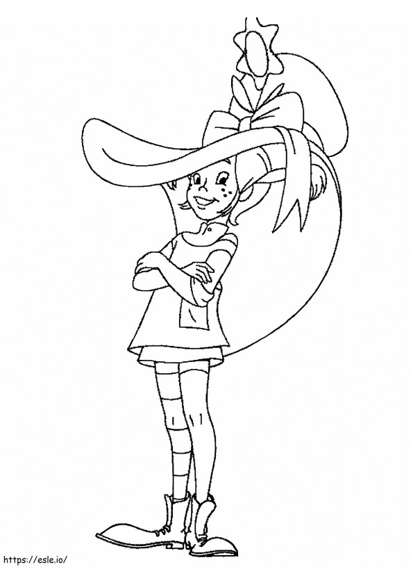 Pippi Longstocking With Hat coloring page