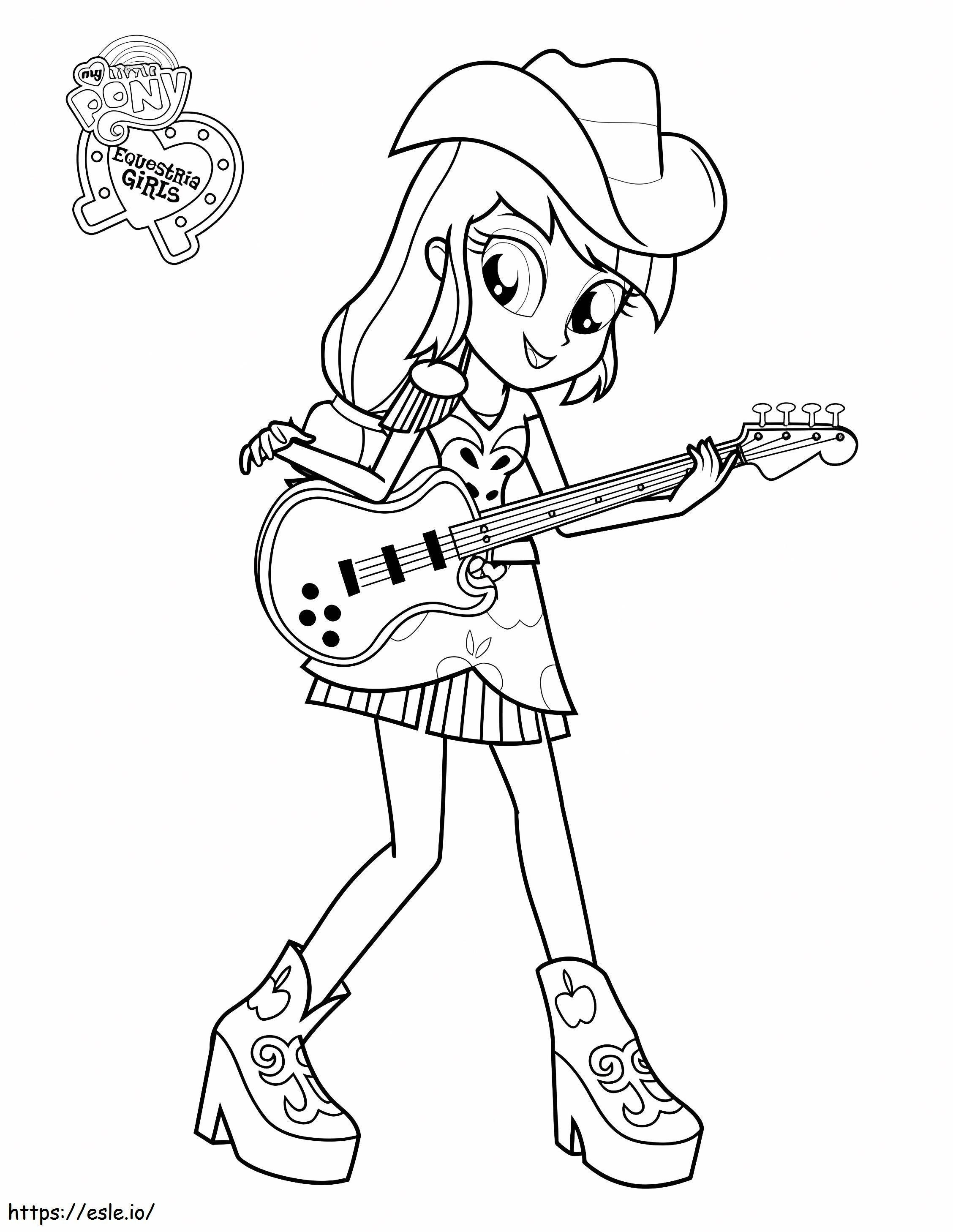1535165459 Applejack Playing Guitar A4 coloring page
