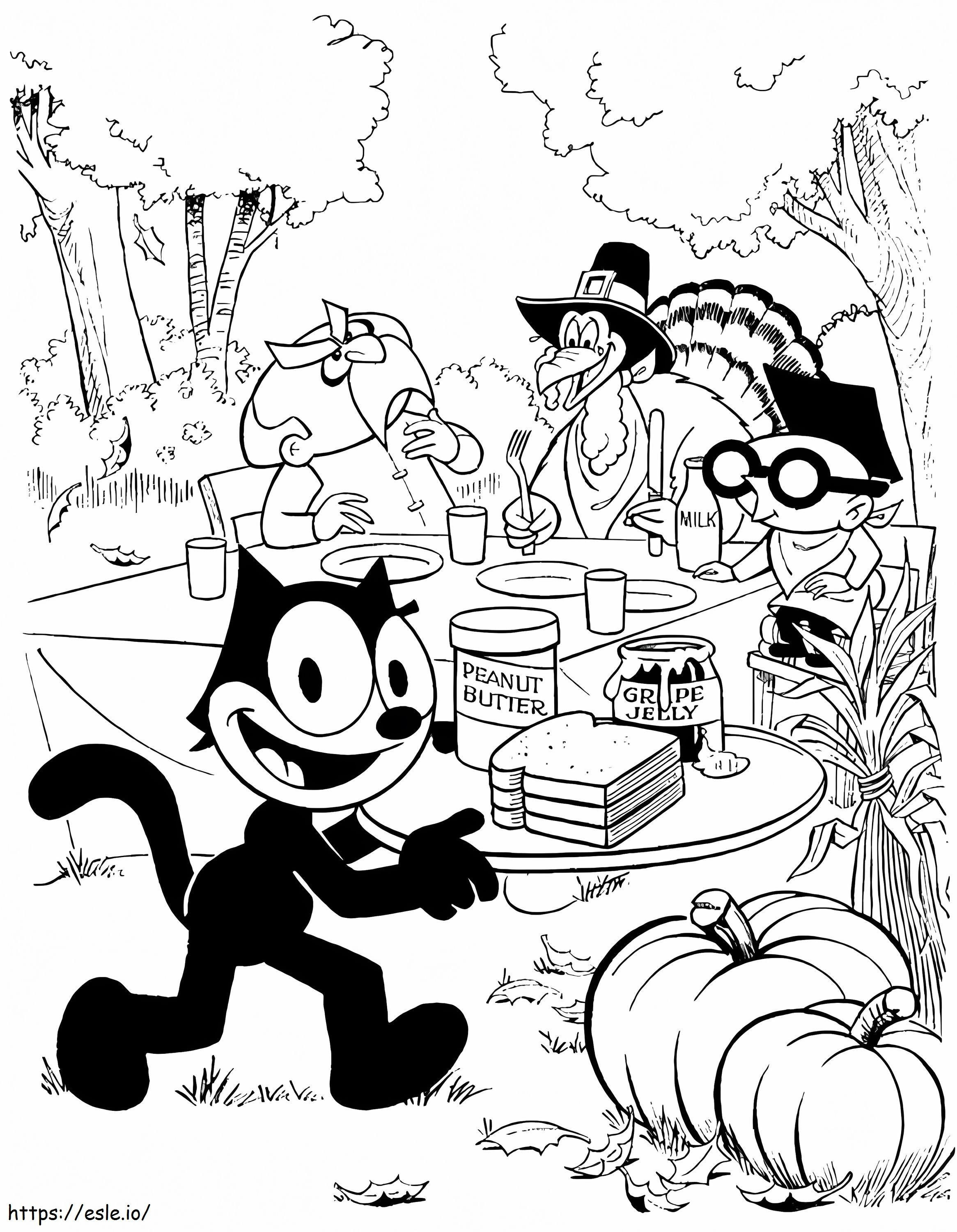Coloriage Thanksgiving Félix le chat à imprimer dessin