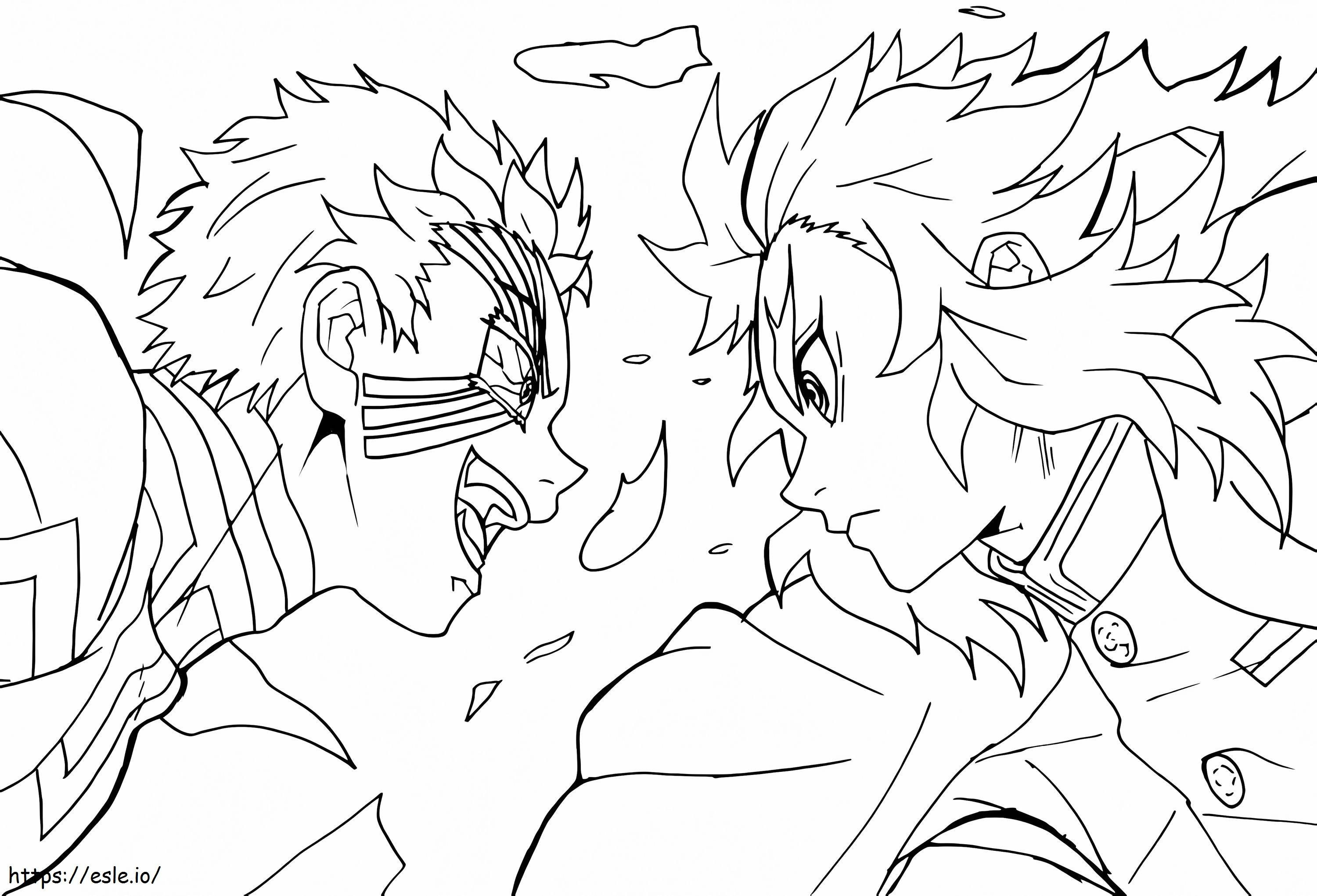 Akaza And Kyojuro Rengoku Fighting coloring page