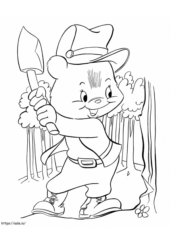 Teddy Bear Lumberjack coloring page