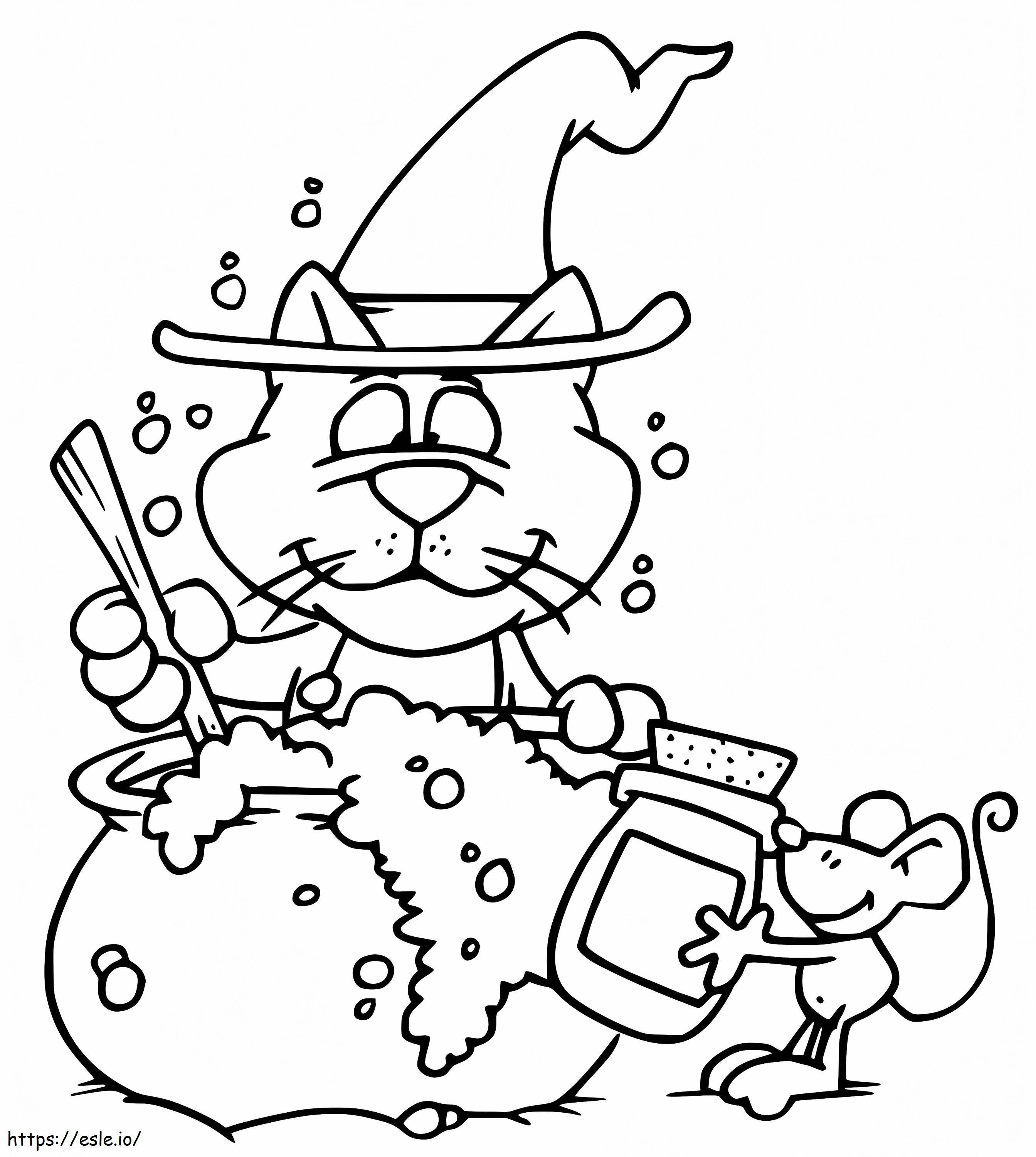 Halloween Cat And Mouse coloring page