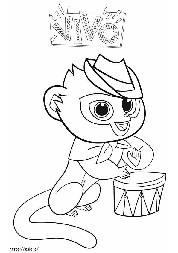 Kinkajou Vivo Playing Drum coloring page