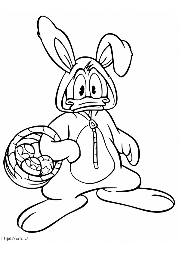 Pato Donald con cesta de Pascua para colorear