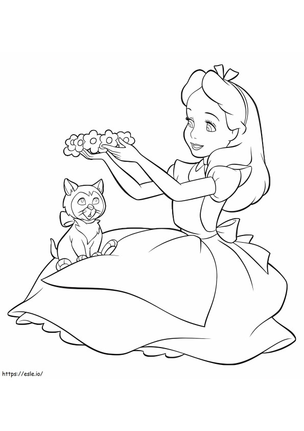 Alice e il gattino da colorare