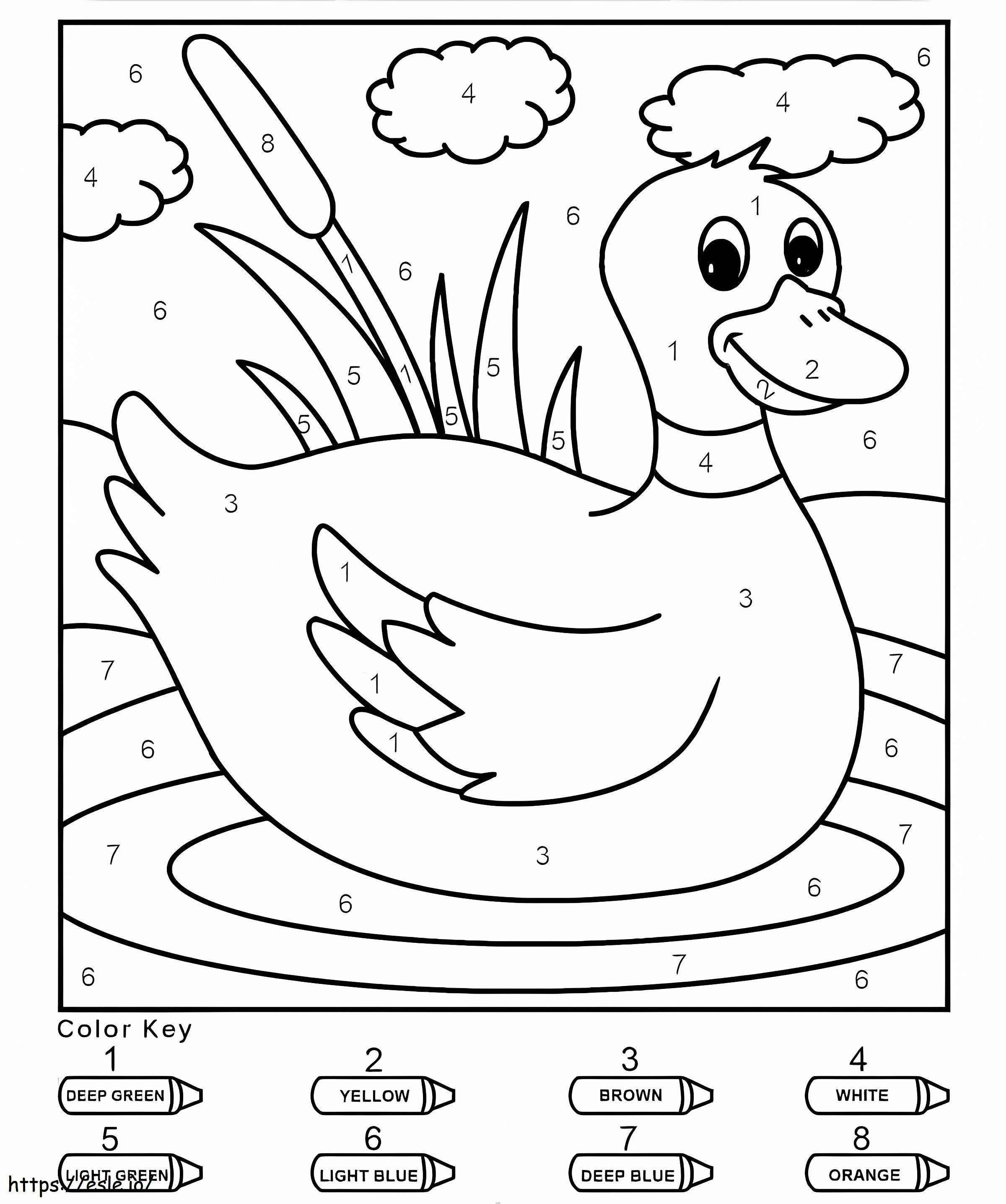 Happy Duck Color By Number coloring page
