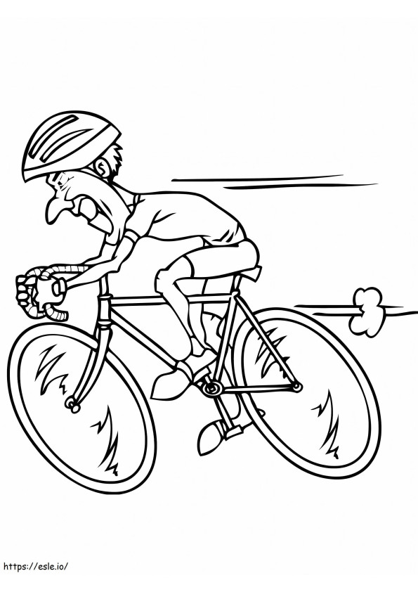 A Cyclist Riding At High Speed coloring page