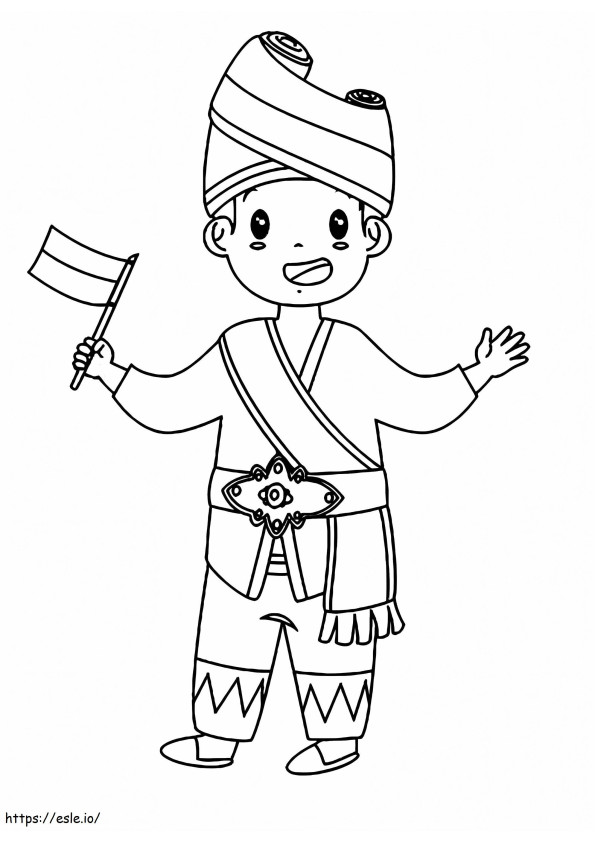 Cute Indonesian Boy coloring page