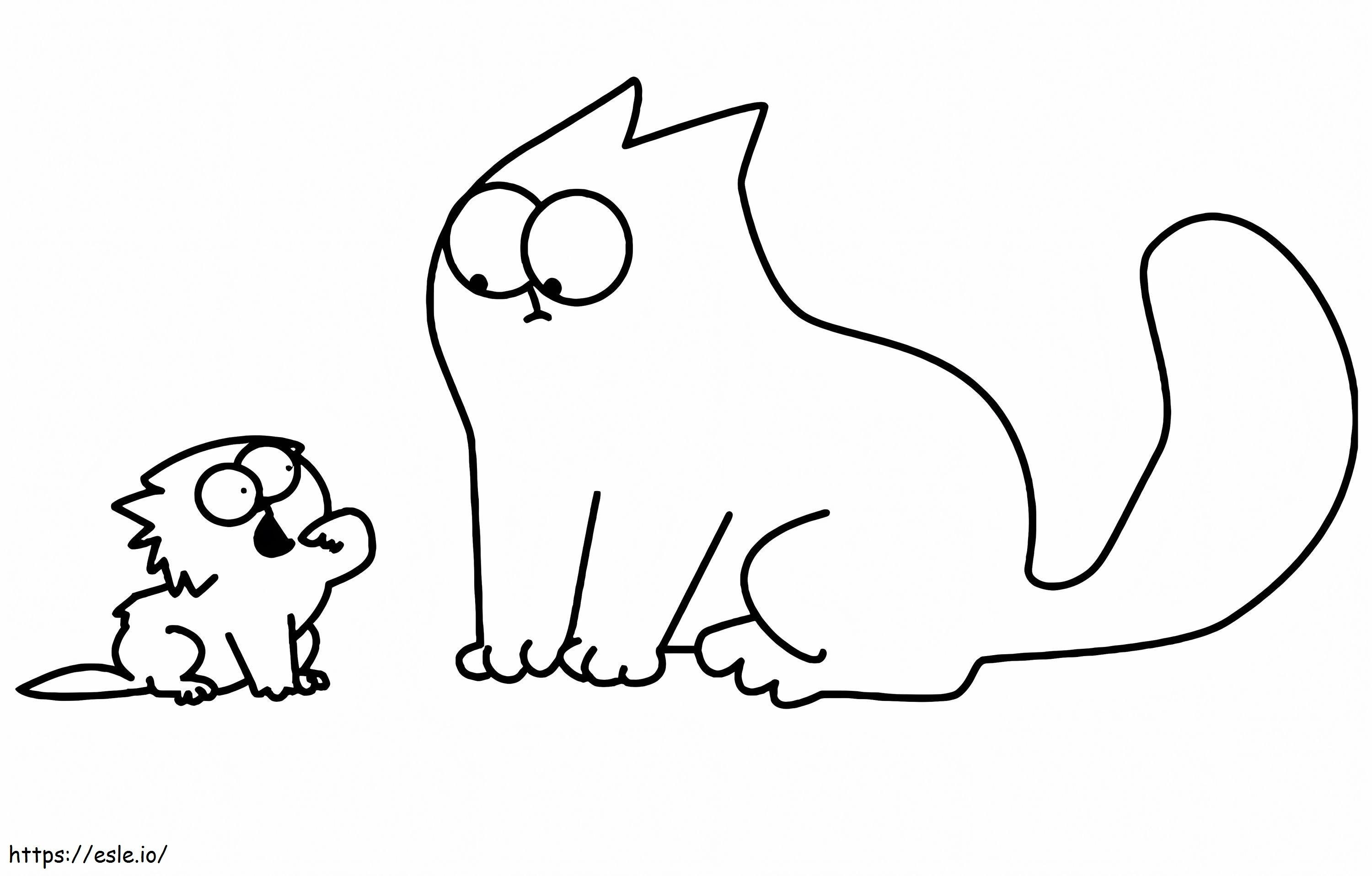 子猫とシモンズ猫 ぬりえ - 塗り絵