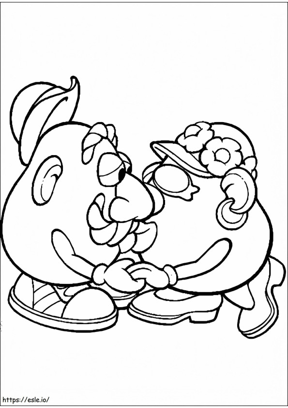 Coloriage M. avec Mme Potato Head à imprimer dessin
