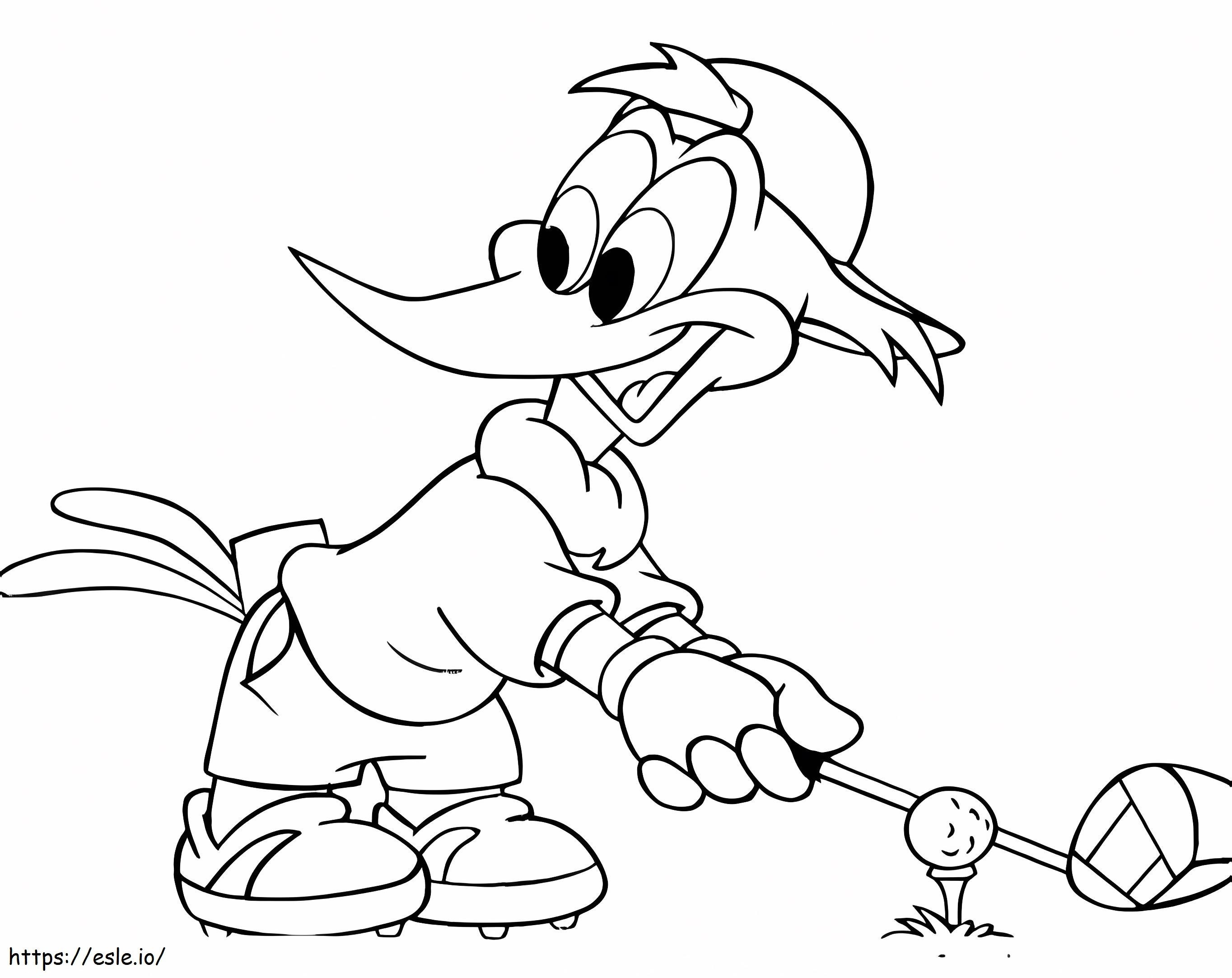 Woody Woodpecker Playing Golf coloring page