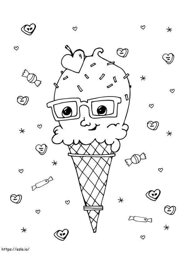 Ice Cream With Eyes And Candy coloring page