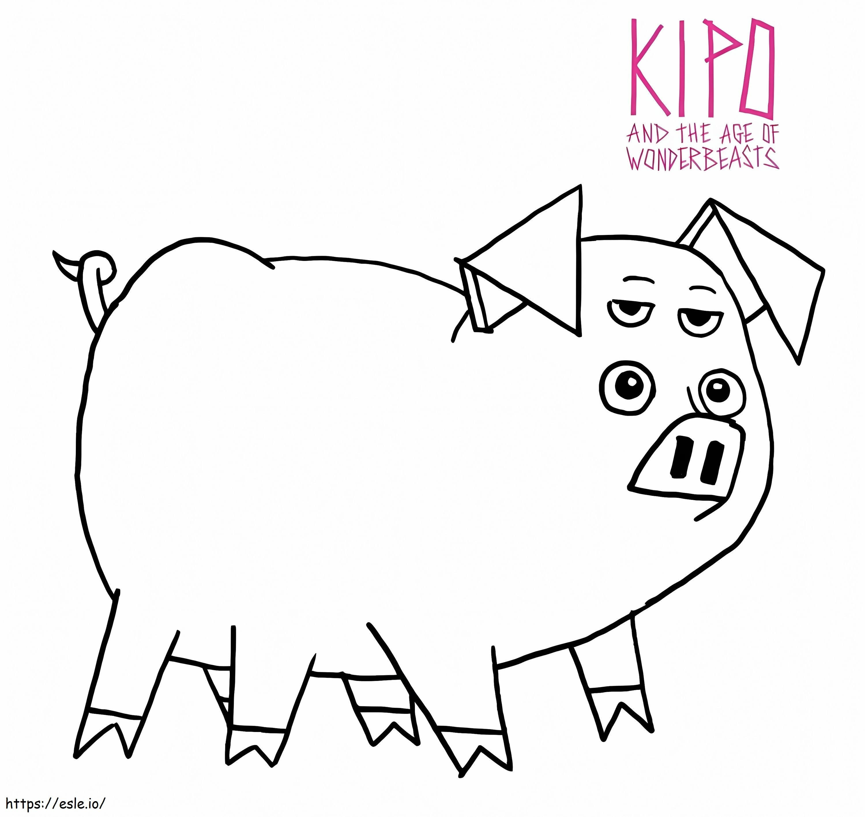 Coloriage Cochon Mandu de Kipo et l'ère des merveilles à imprimer dessin