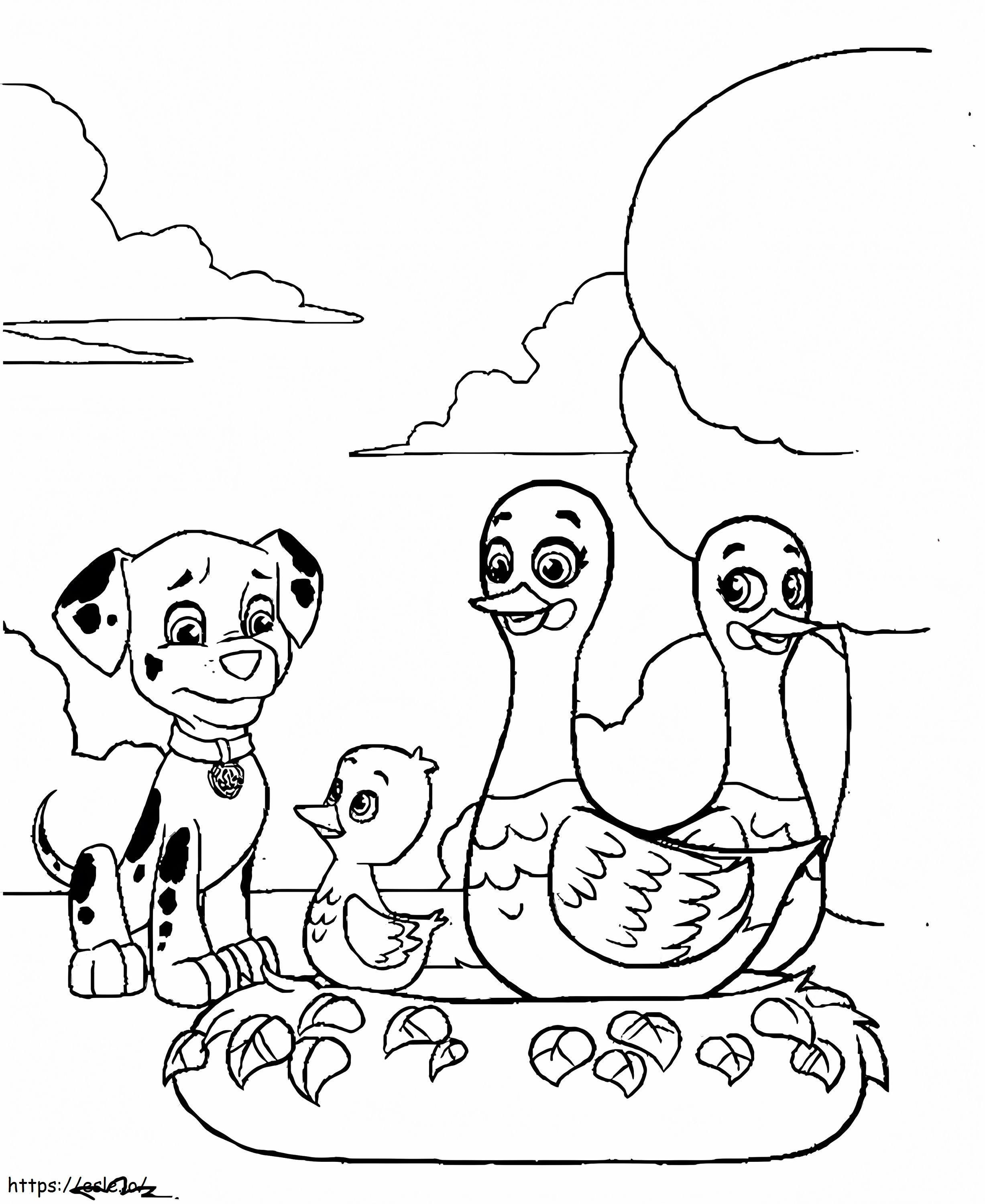 Marshall Paw Patrol And Duck coloring page