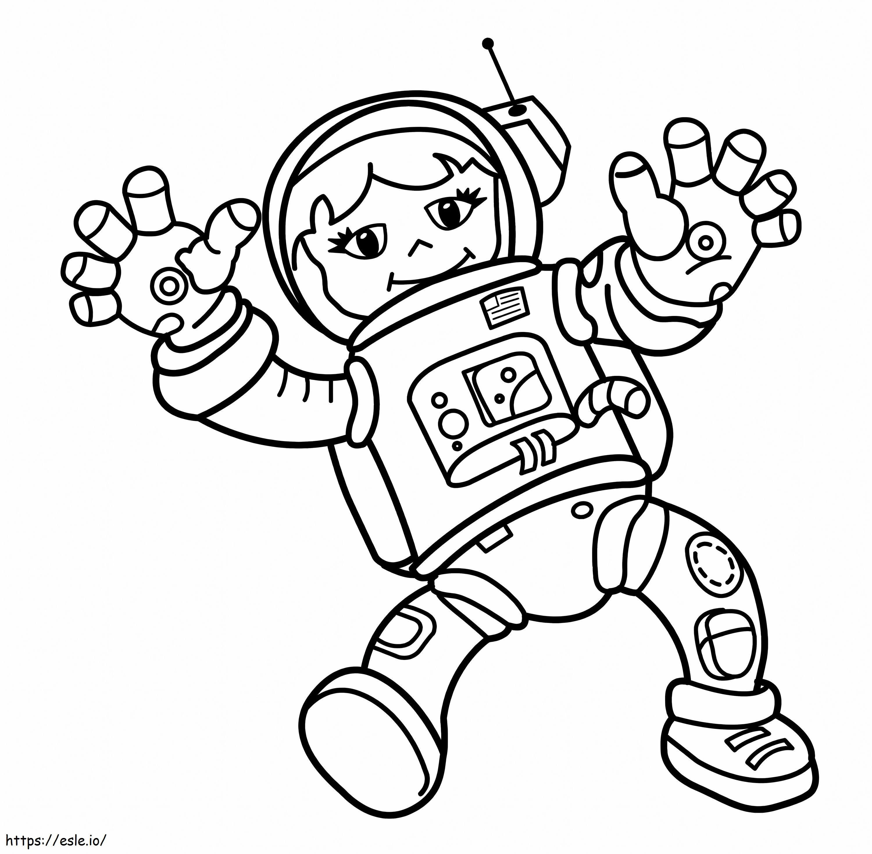 Smiling Astronaut Girl coloring page