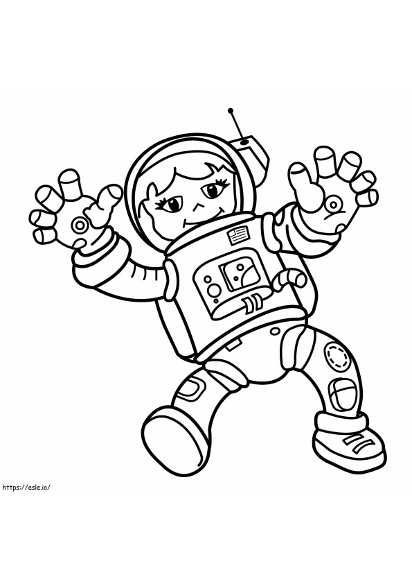 Coloriage Fille astronaute souriante à imprimer dessin