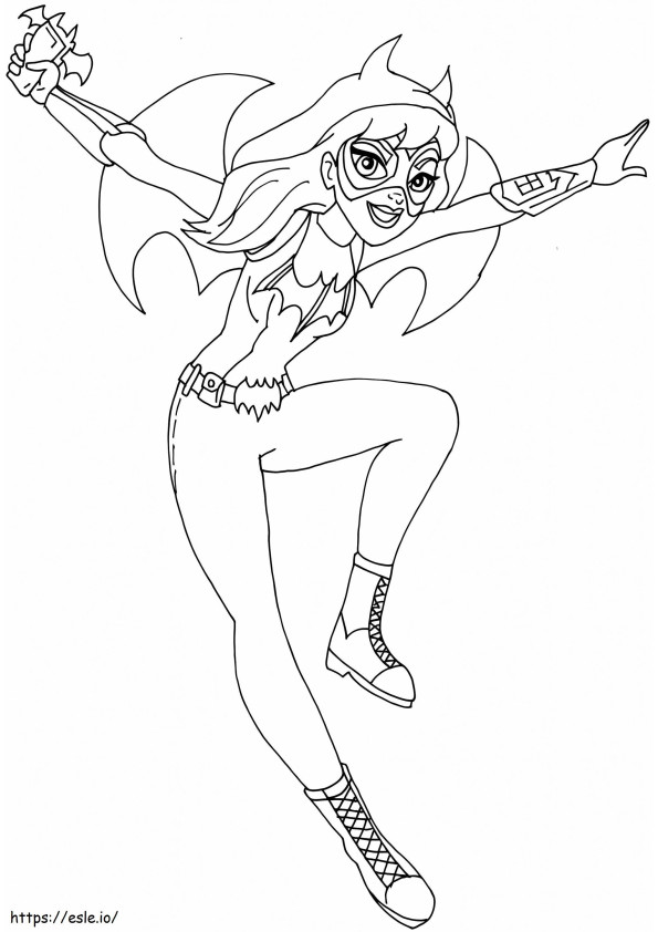 Batgirl Holding Gun coloring page