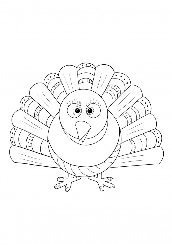 Turkey with eyes crossed coloring and printing for free