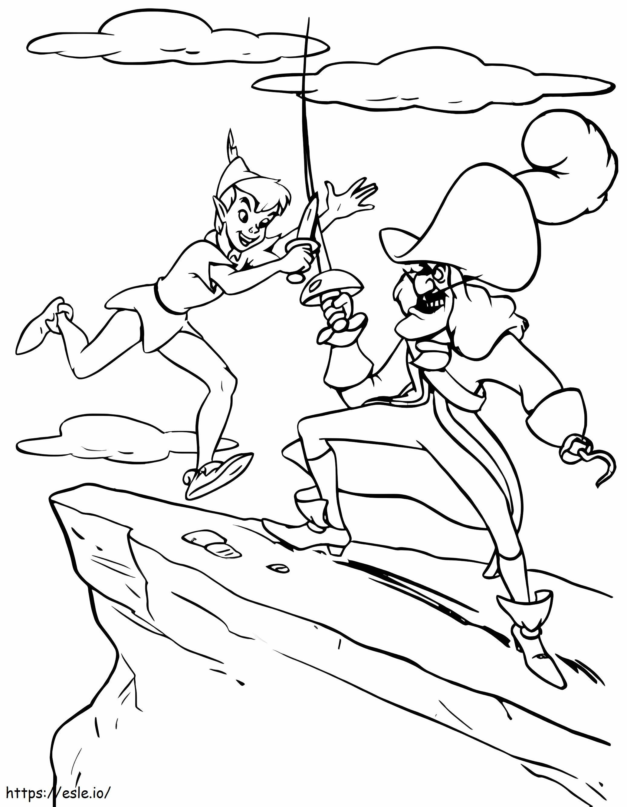 Luptă Peter Pan și Hook de colorat