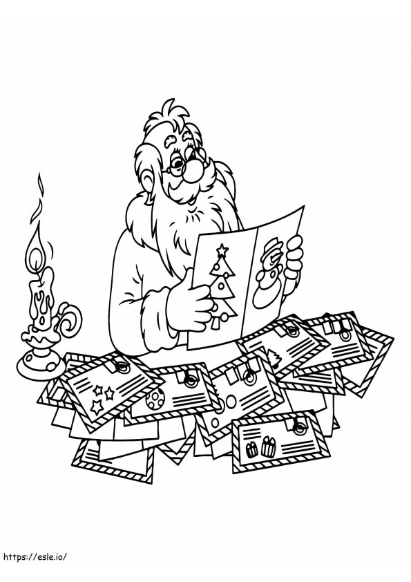 Święty Mikołaj czytający listy kolorowanka