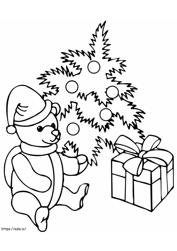 Christmas Teddy Bear coloring page