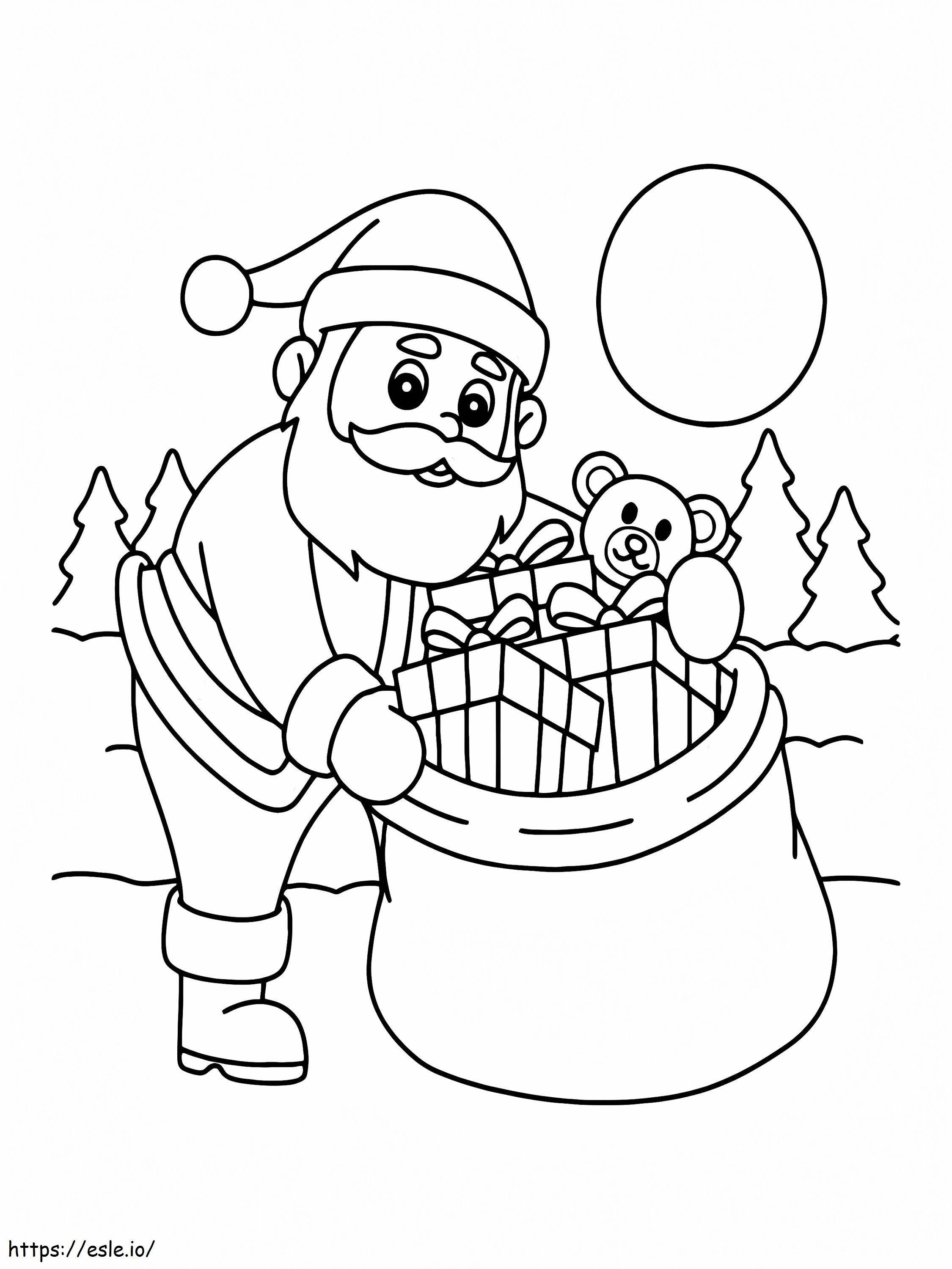 Papai Noel preparando presente para colorir