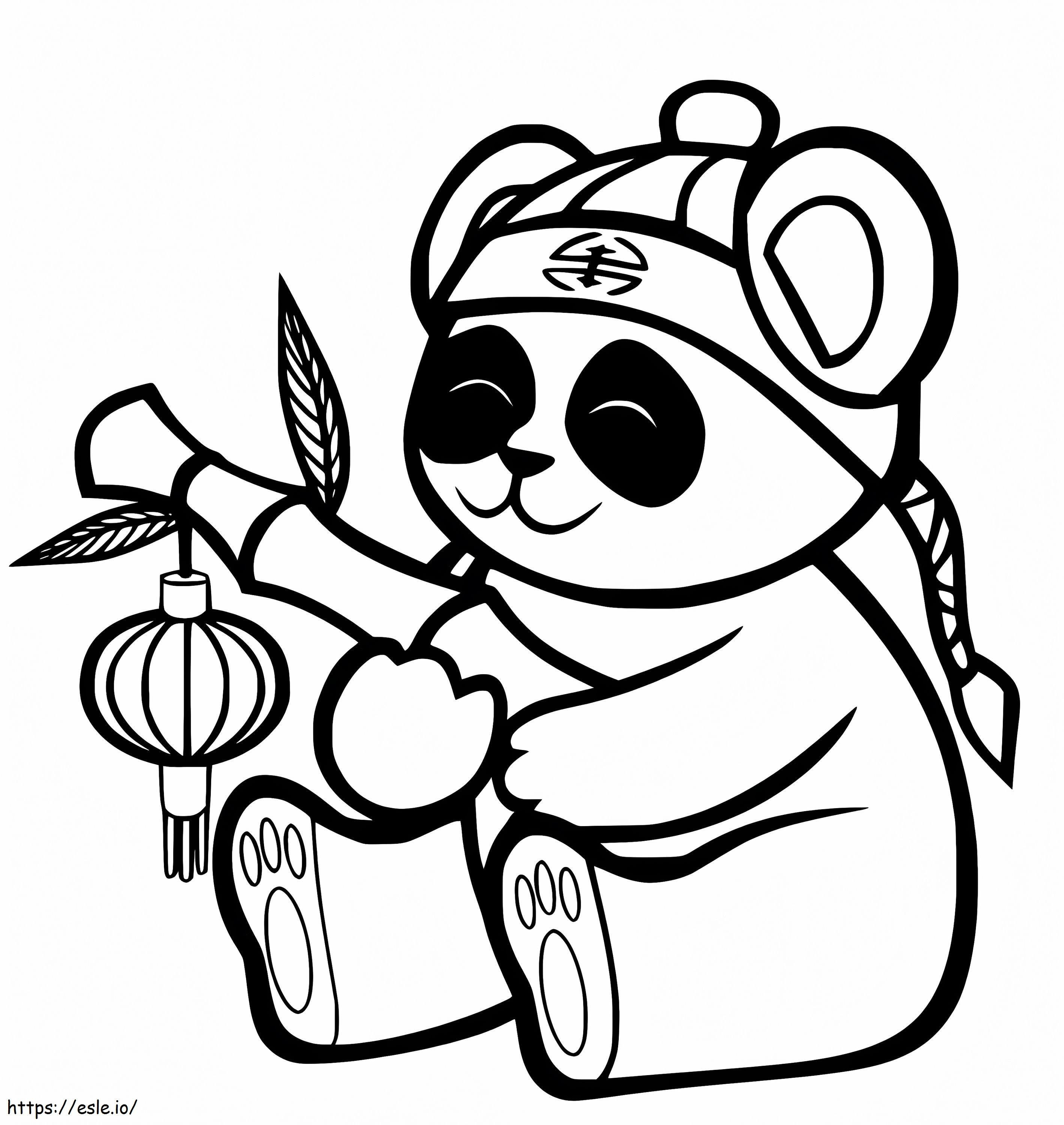 Panda With A Lantern coloring page