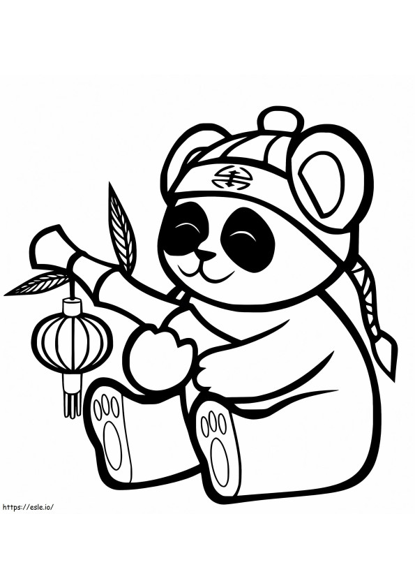 Panda con una linterna para colorear