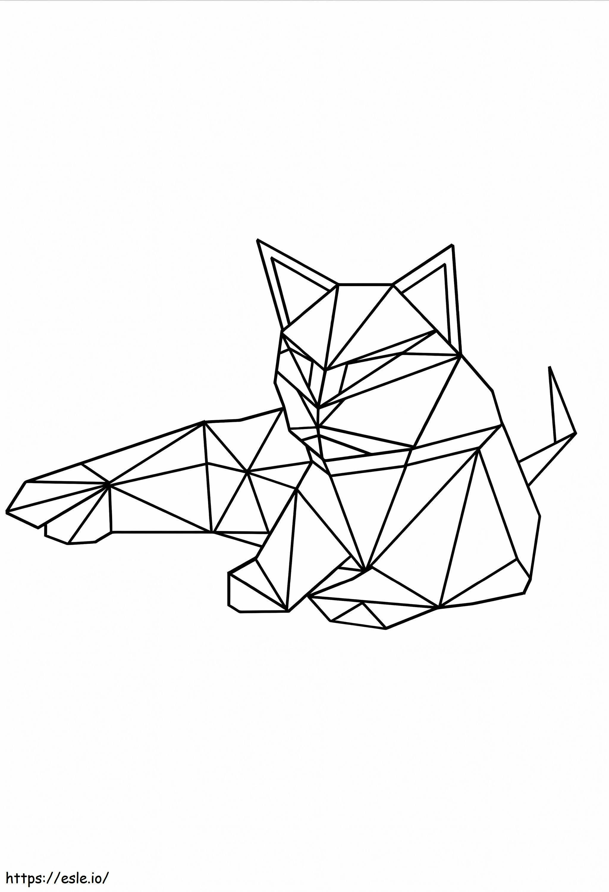 gato origami para colorear