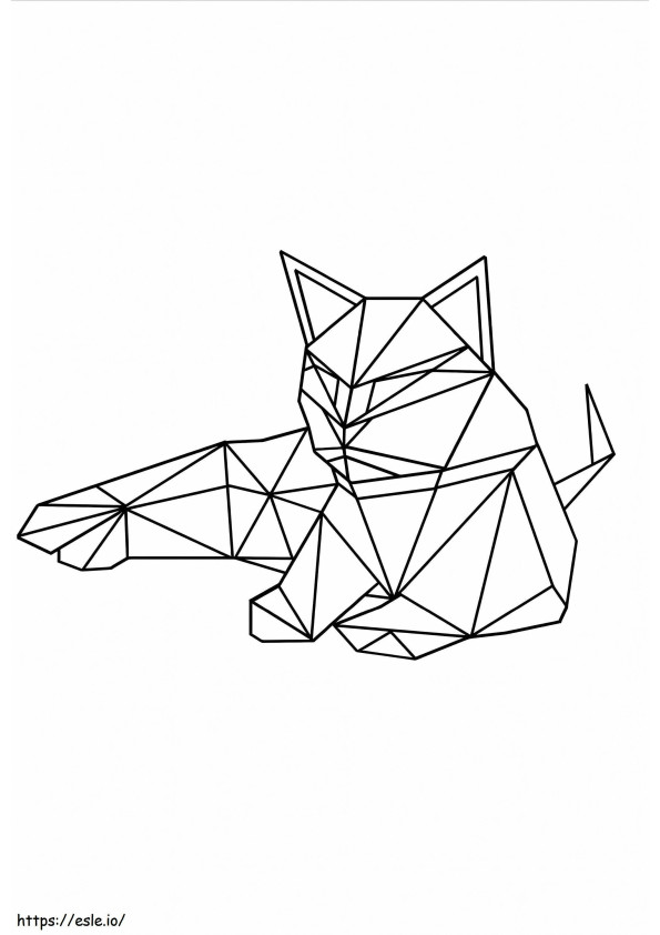 折り紙の猫 ぬりえ - 塗り絵