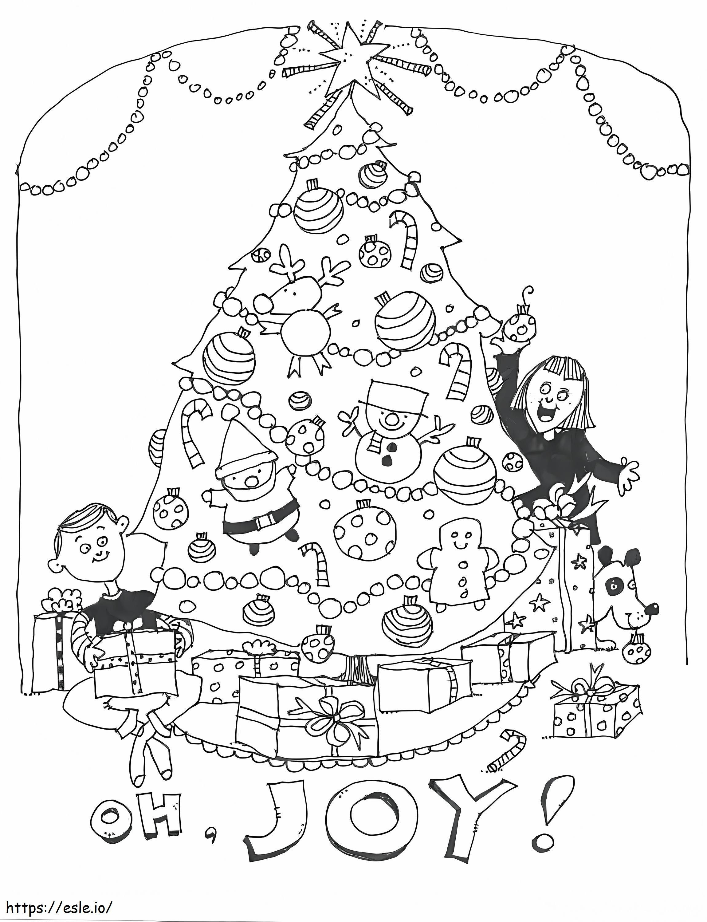 Árvore de Natal de desenho animado para colorir
