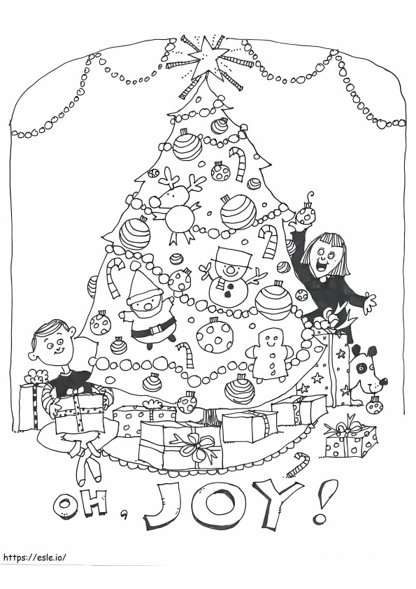 árbol de navidad de dibujos animados para colorear
