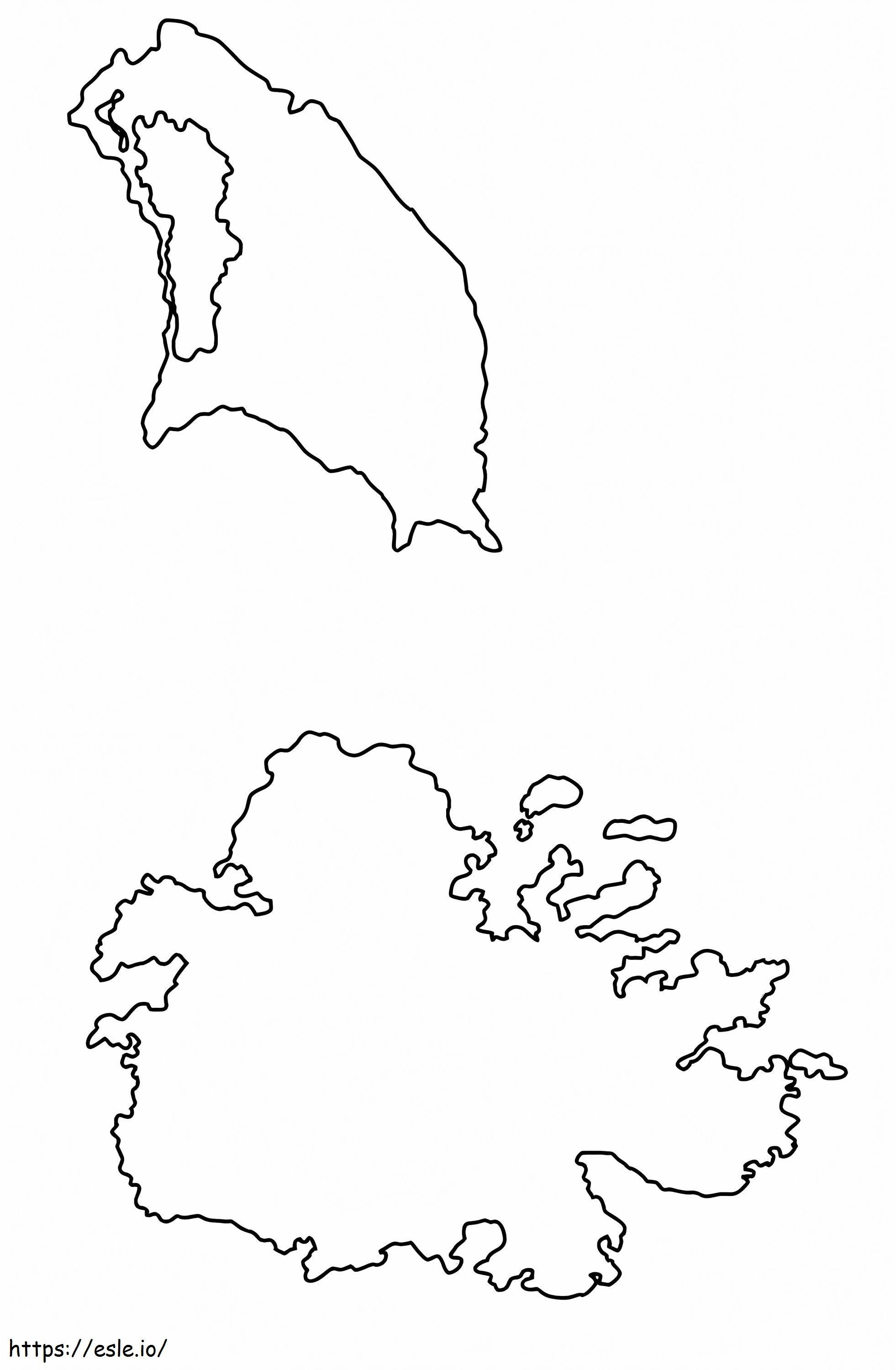 Antigua és Barbuda körvonalas térképe kifestő