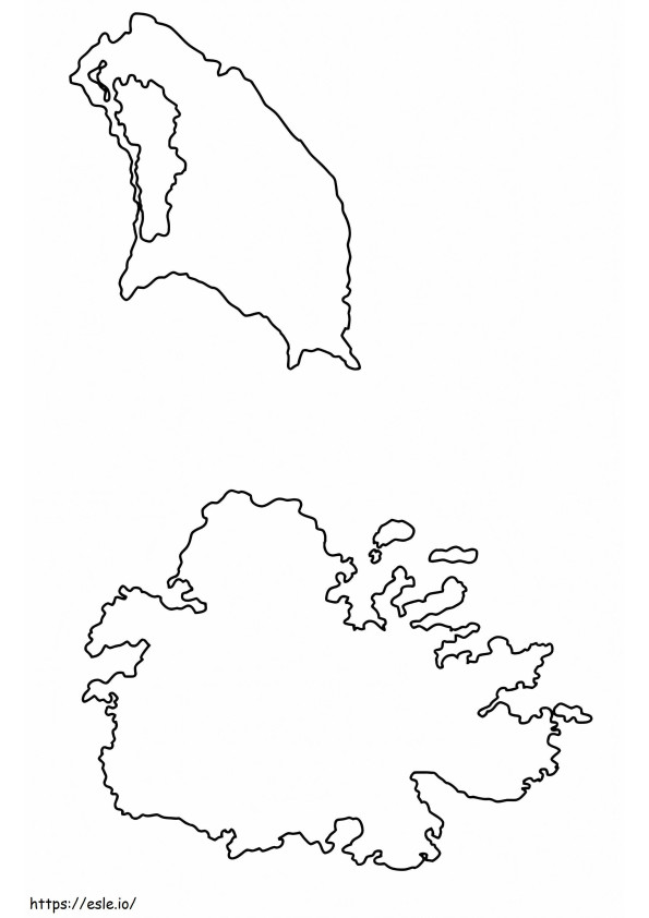 Mapa de contorno de Antígua e Barbuda para colorir