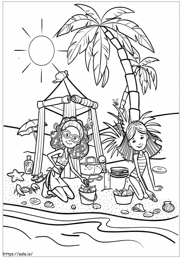 Groovy Girls On The Beach coloring page